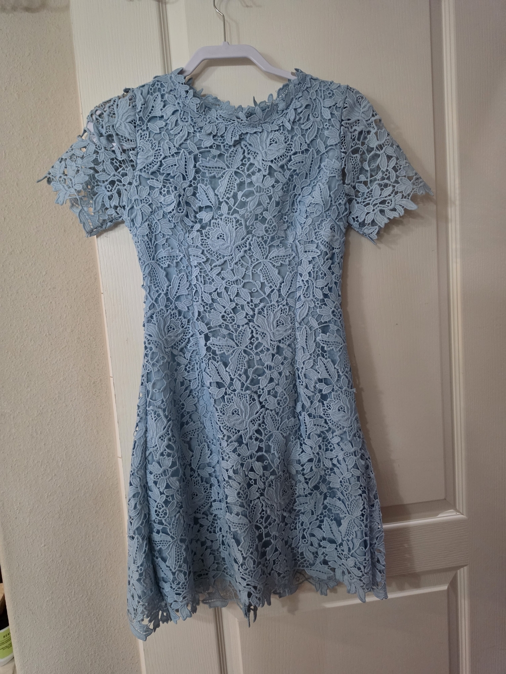 Lace Fit & Flare Dress - Light Blue